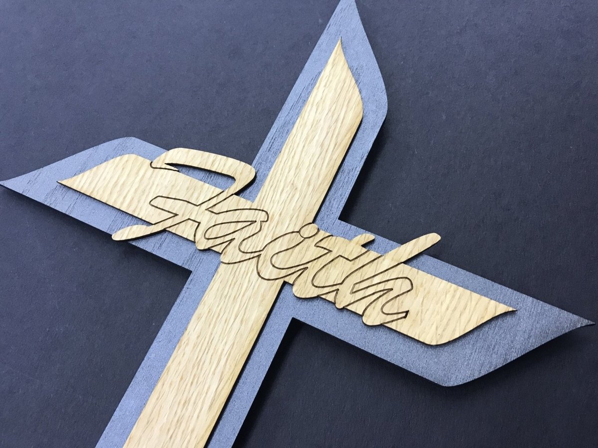 Faith Cross Wall Decor - Legacy Images - Novelty Signs - cross family religious laser engraved