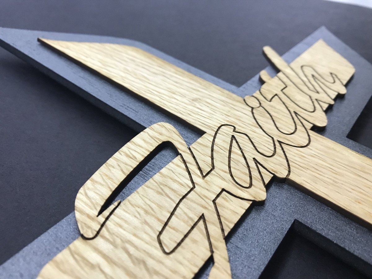 Faith Cross Wall Decor - Legacy Images - Novelty Signs - cross family religious laser engraved