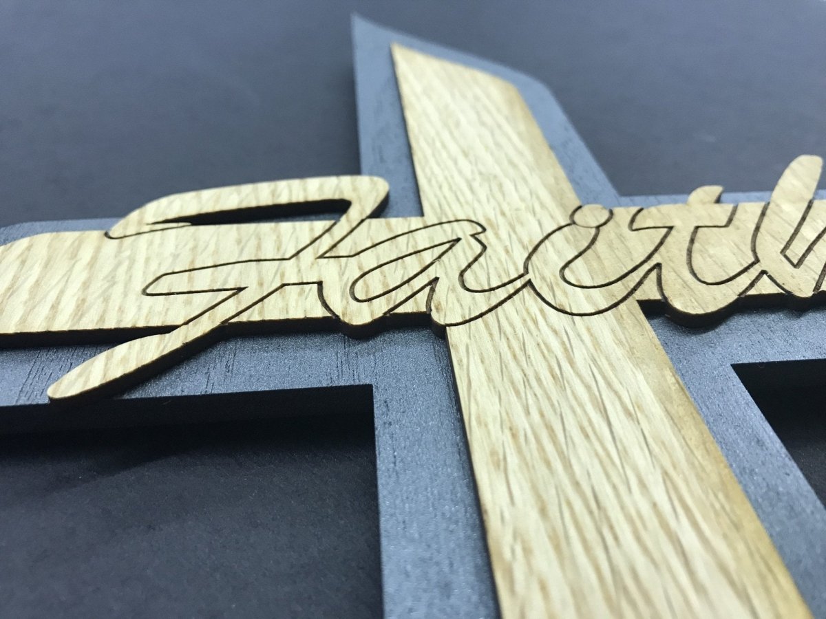 Faith Cross Wall Decor - Legacy Images - Novelty Signs - cross family religious laser engraved