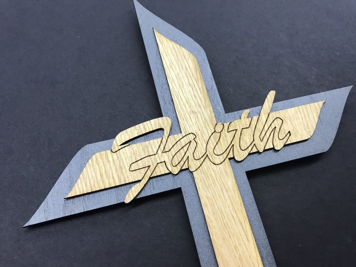 Faith Cross Wall Decor - Legacy Images - Novelty Signs - cross family religious laser engraved