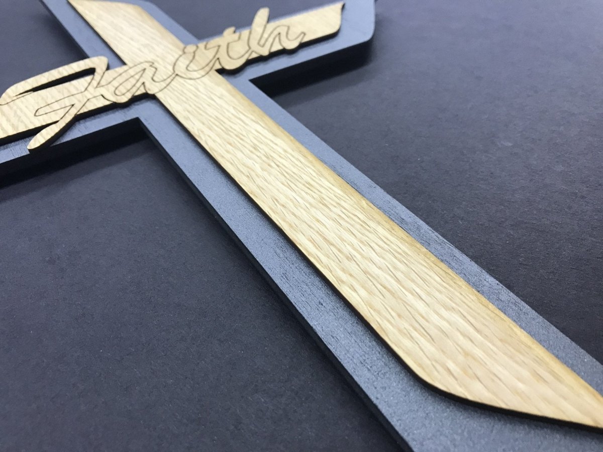 Faith Cross Wall Decor - Legacy Images - Novelty Signs - cross family religious laser engraved