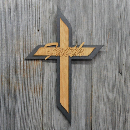 Faith Cross Wall Decor - Legacy Images - Novelty Signs - cross family religious laser engraved