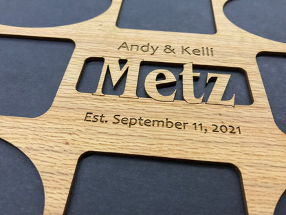 Family Name Picture Frame - 11x14 Frame Holds 8 Photos - Legacy Images - Picture Frames - 11x14 Picture Frame family name laser engraved