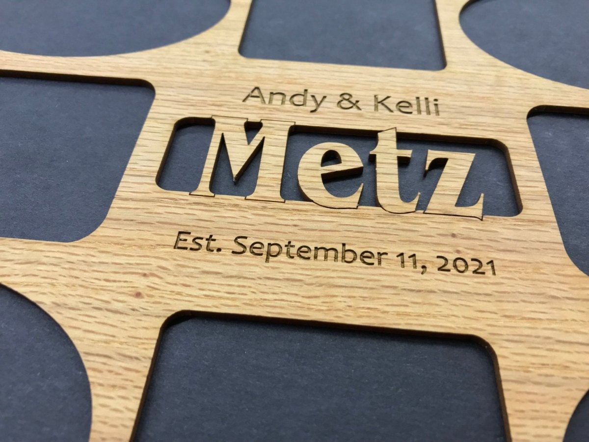 Family Name Picture Frame - 11x14 Frame Holds 8 Photos - Legacy Images - Picture Frames - 11x14 Picture Frame family name laser engraved