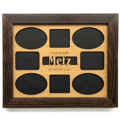 Family Name Picture Frame - 11x14 Frame Holds 8 Photos - Legacy Images - Picture Frames - 11x14 Picture Frame family name laser engraved