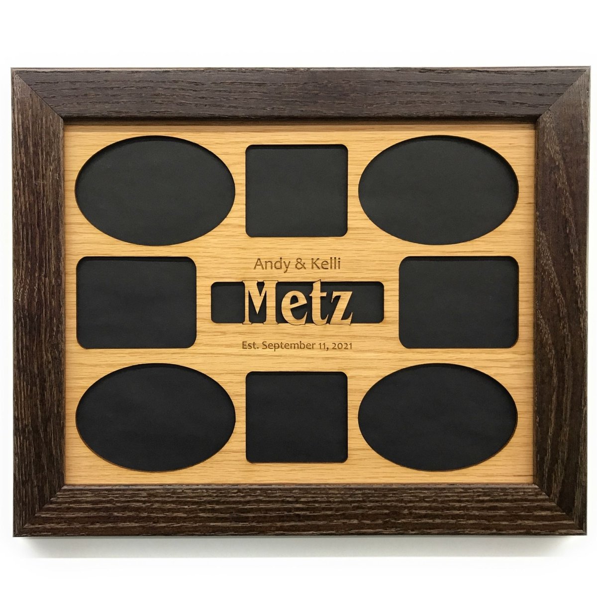 Family Name Picture Frame - 11x14 Frame Holds 8 Photos - Legacy Images - Picture Frames - 11x14 Picture Frame family name laser engraved