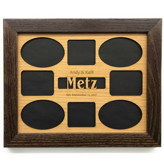 Family Name Picture Frame - 11x14 Frame Holds 8 Photos - Legacy Images - Picture Frames - 11x14 Picture Frame family name laser engraved