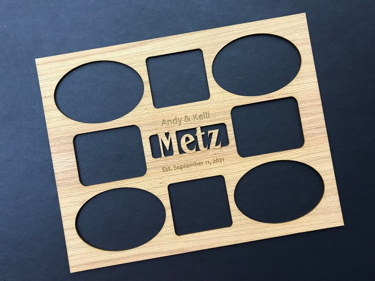 Family Name Picture Frame - 11x14 Frame Holds 8 Photos - Legacy Images - Picture Frames - 11x14 Picture Frame family name laser engraved