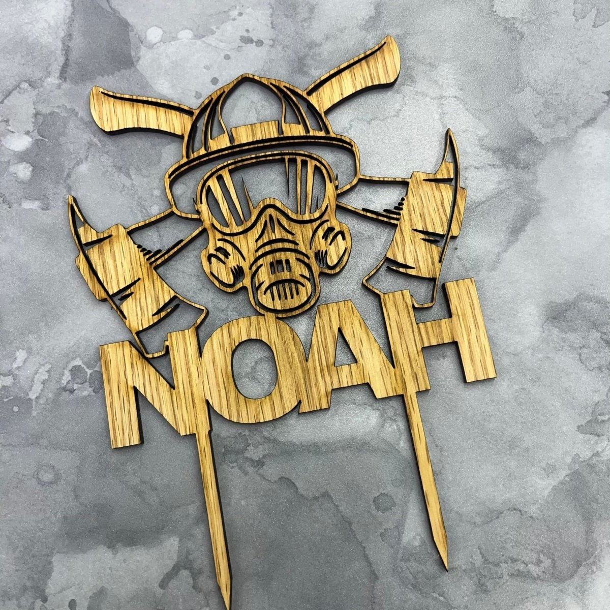 Fireman Birthday Cake Topper - Personalized - Legacy Images - Cake Decorating Supplies - birthday cake topper fireman birthday laser engraved