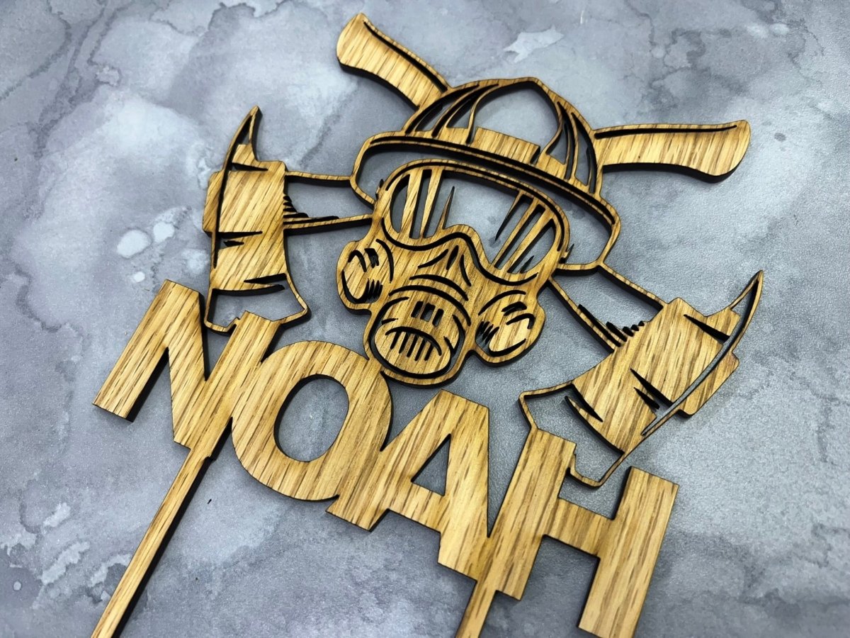 Fireman Birthday Cake Topper - Personalized - Legacy Images - Cake Decorating Supplies - birthday cake topper fireman birthday laser engraved