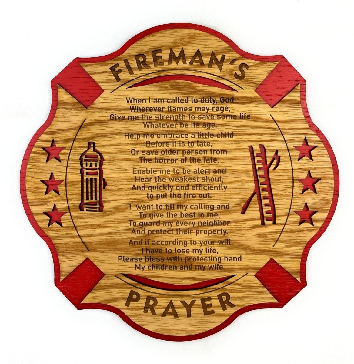 Fireman's Prayer Sign - Legacy Images - Novelty Signs - firefighter occupations sign laser engraved