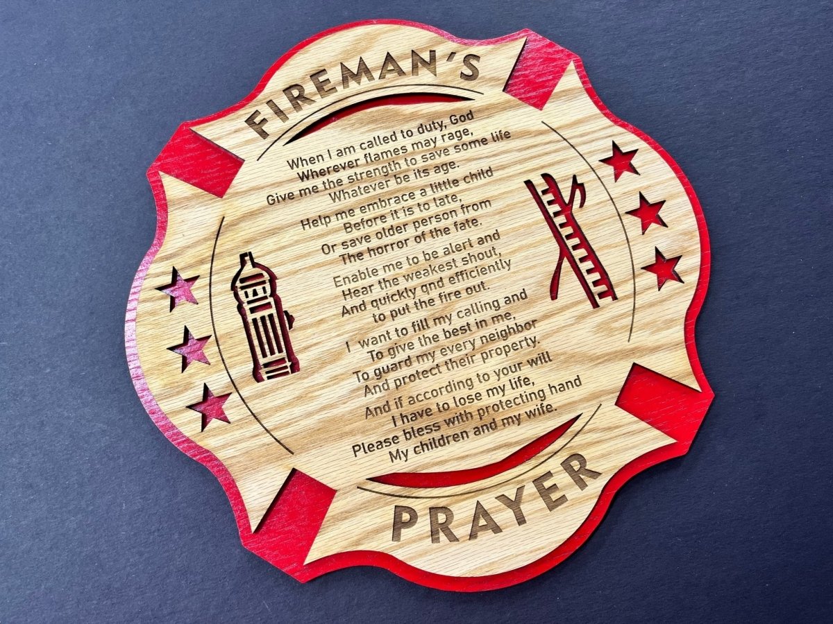 Fireman's Prayer Sign - Legacy Images - Novelty Signs - firefighter occupations sign laser engraved