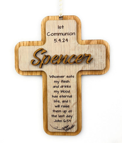 First Communion Ornament - Personalized with Name and Date - Legacy Images - Ornament - cord date name laser engraved