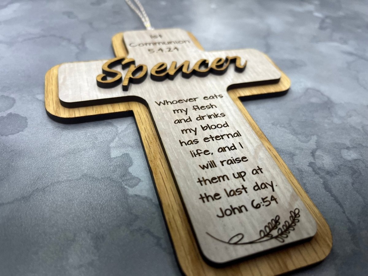 First Communion Ornament - Personalized with Name and Date - Legacy Images - Ornament - cord date name laser engraved