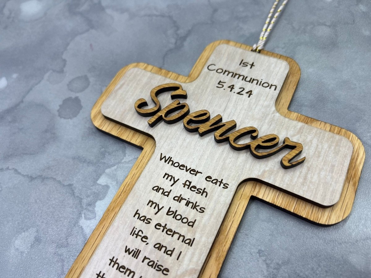 First Communion Ornament - Personalized with Name and Date - Legacy Images - Ornament - cord date name laser engraved