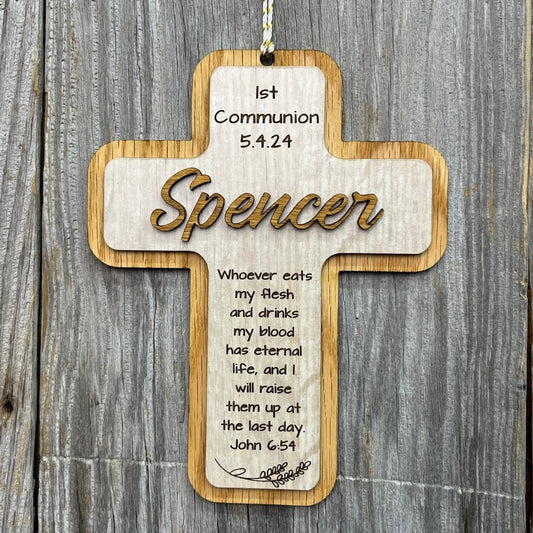 First Communion Ornament - Personalized with Name and Date - Legacy Images - Ornament - cord date name laser engraved