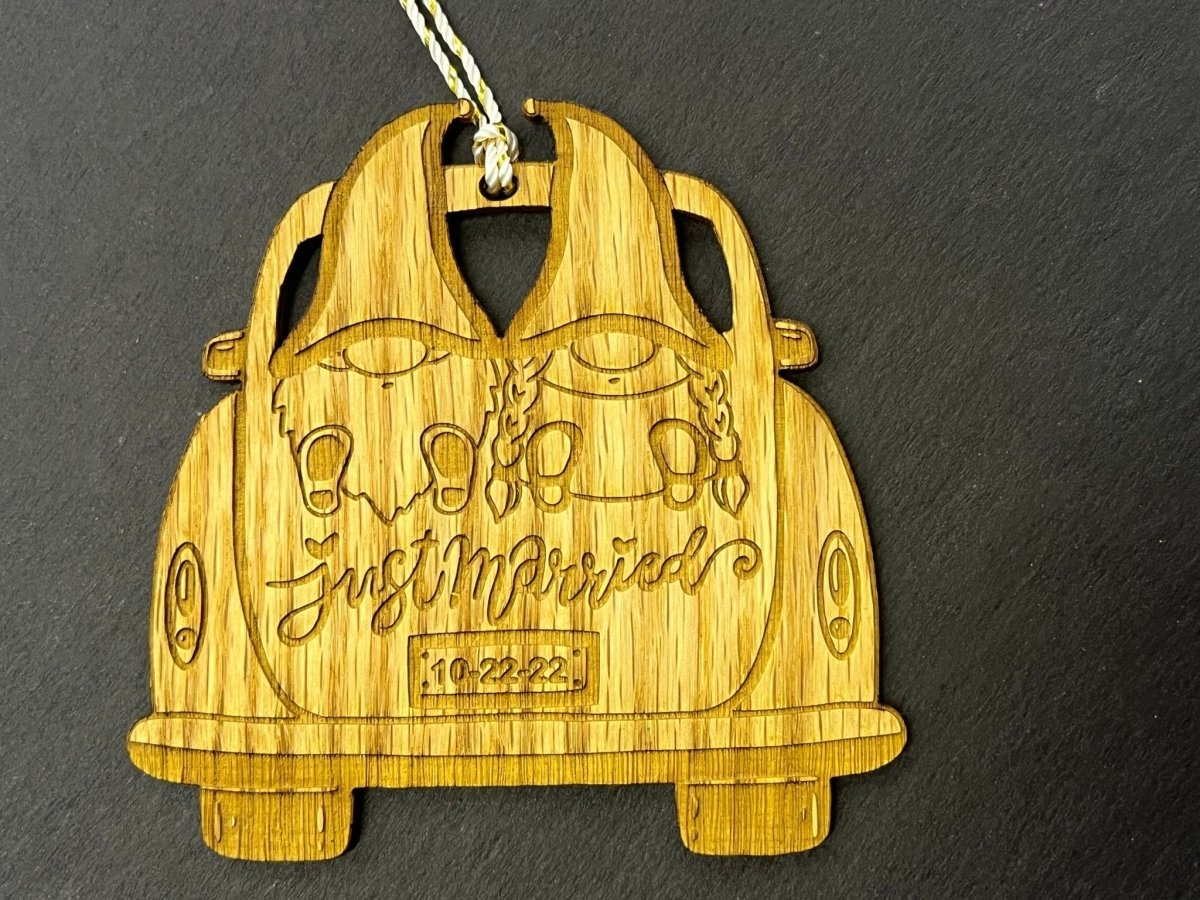 Gnome Wedding Ornament - Legacy Images - Holiday Ornaments - christmas date letter laser engraved