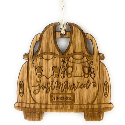 Gnome Wedding Ornament - Legacy Images - Holiday Ornaments - christmas date letter laser engraved