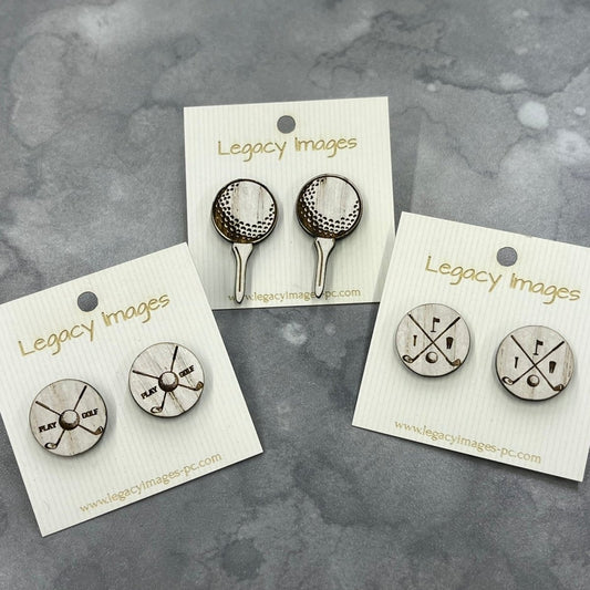 Golf Earrings - Legacy Images - Earrings - Earrings sports stud earrings laser engraved