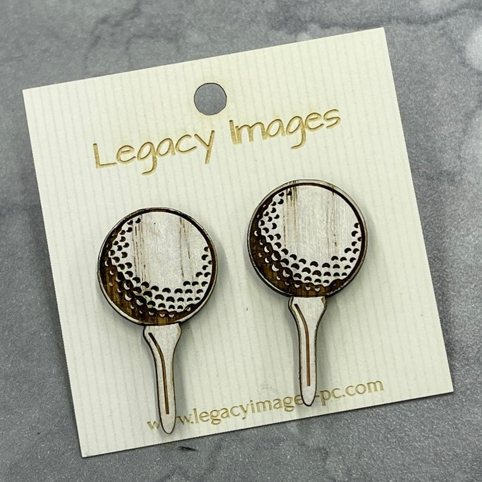 Golf Earrings - Legacy Images - Earrings - Earrings sports stud earrings laser engraved