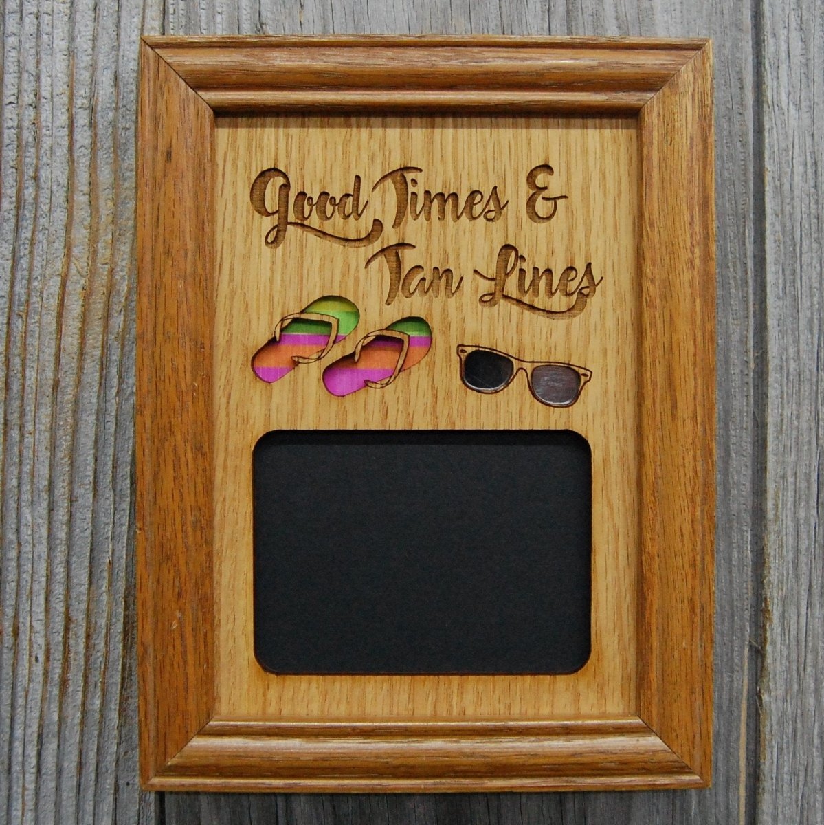Good Times & Tan Lines Picture Frame - 5x7 Frame Hold 3x4 Photo - Legacy Images - Picture Frames - 5x7 picture frame beach hobbies laser engraved
