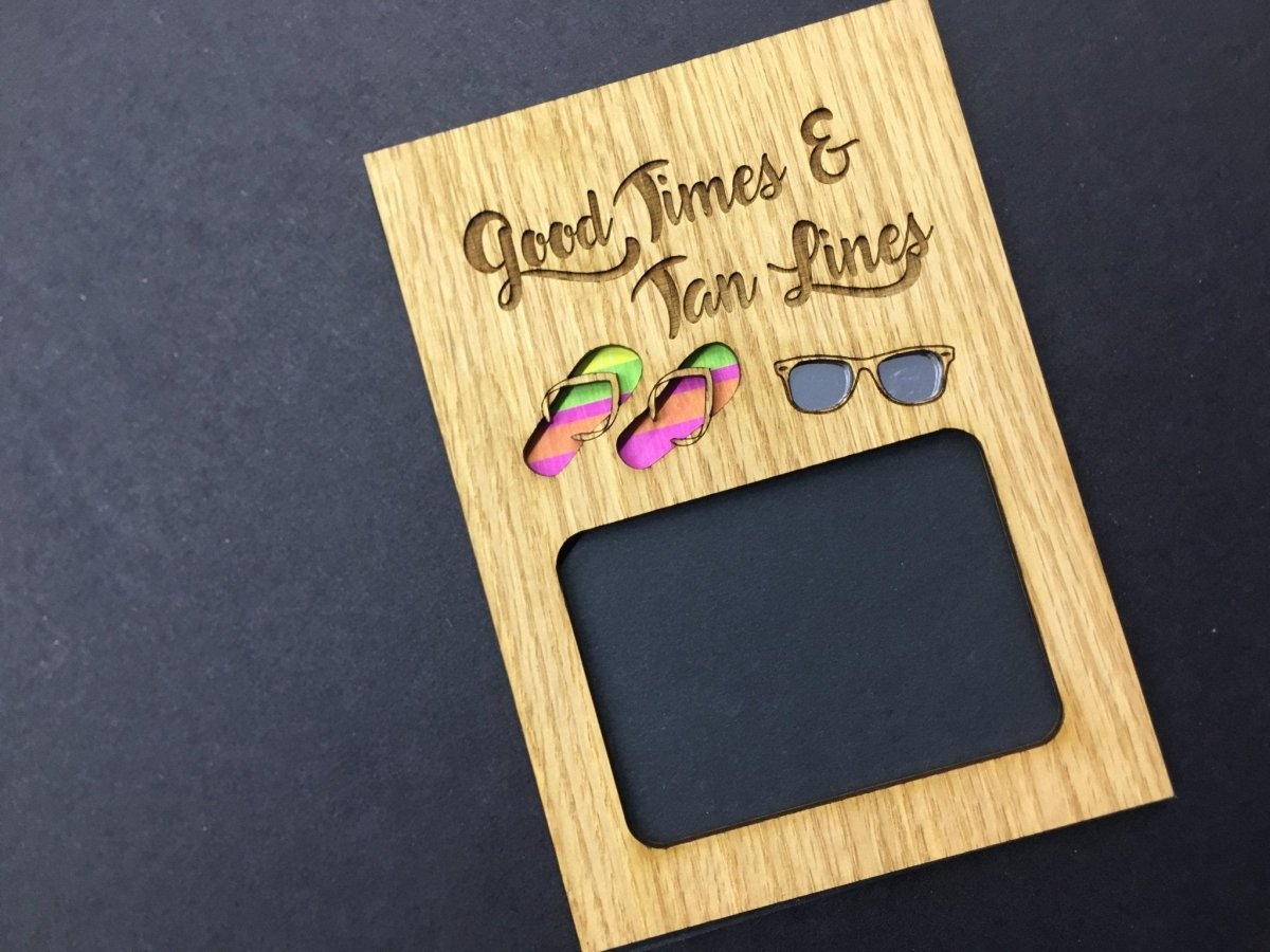 Good Times & Tan Lines Picture Frame - 5x7 Frame Hold 3x4 Photo - Legacy Images - Picture Frames - 5x7 picture frame beach hobbies laser engraved
