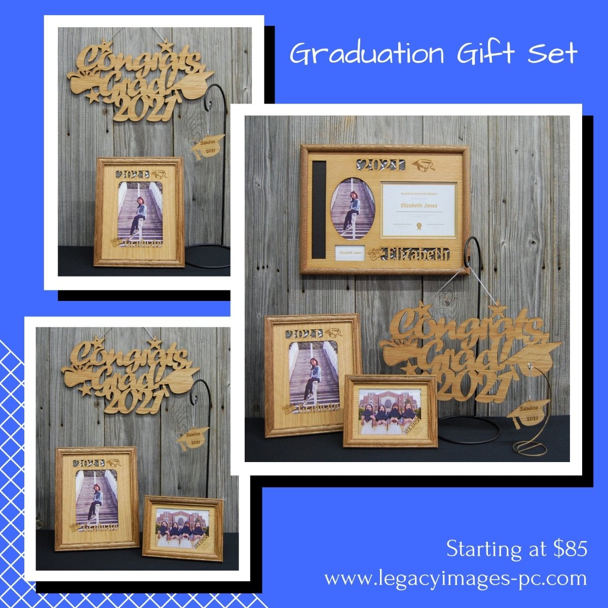 Graduation Gift Set - Legacy Images - Picture Frames - 11x14 Picture Frame 5x7 picture frame 8x10 picture frame laser engraved