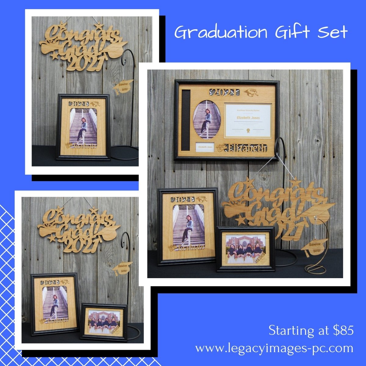 Graduation Gift Set - Legacy Images - Picture Frames - 11x14 Picture Frame 5x7 picture frame 8x10 picture frame laser engraved