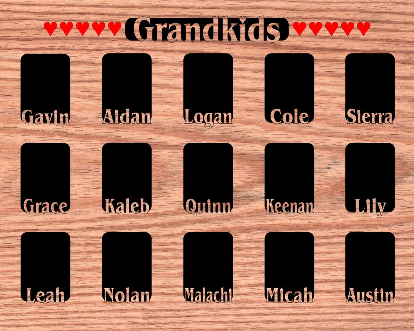 Grandkids Name Picture Frame 18x24 - Legacy Images - 18x24 picture frame custom grandkids family laser engraved