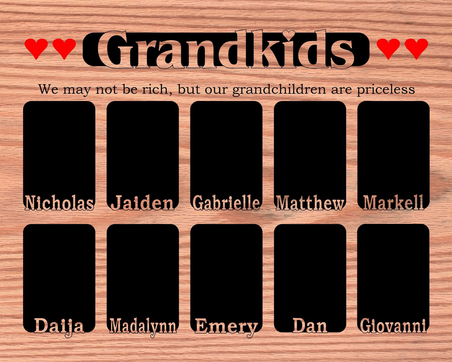 Grandkids Name Picture Frame 18x24 - Legacy Images - 18x24 picture frame custom grandkids family laser engraved