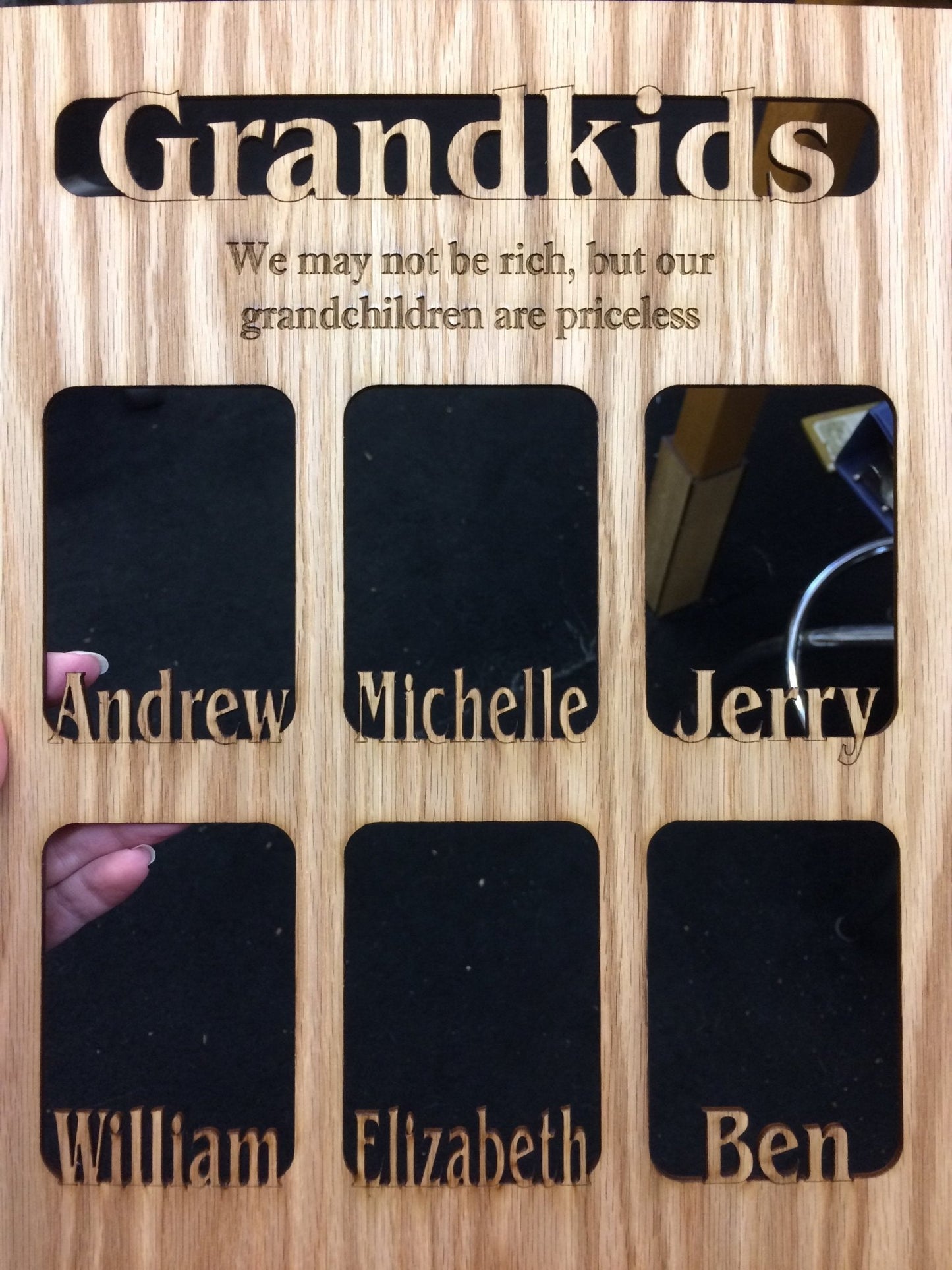 Grandkids Name Picture Frame 18x24 - Legacy Images - 18x24 picture frame custom grandkids family laser engraved