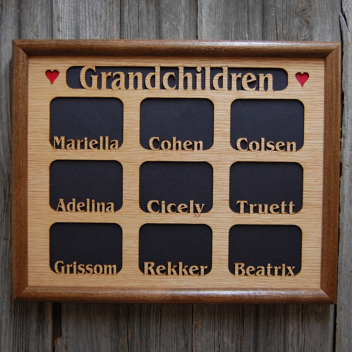 Grandkids Name Picture Frame 18x24 - Legacy Images - 18x24 picture frame custom grandkids family laser engraved