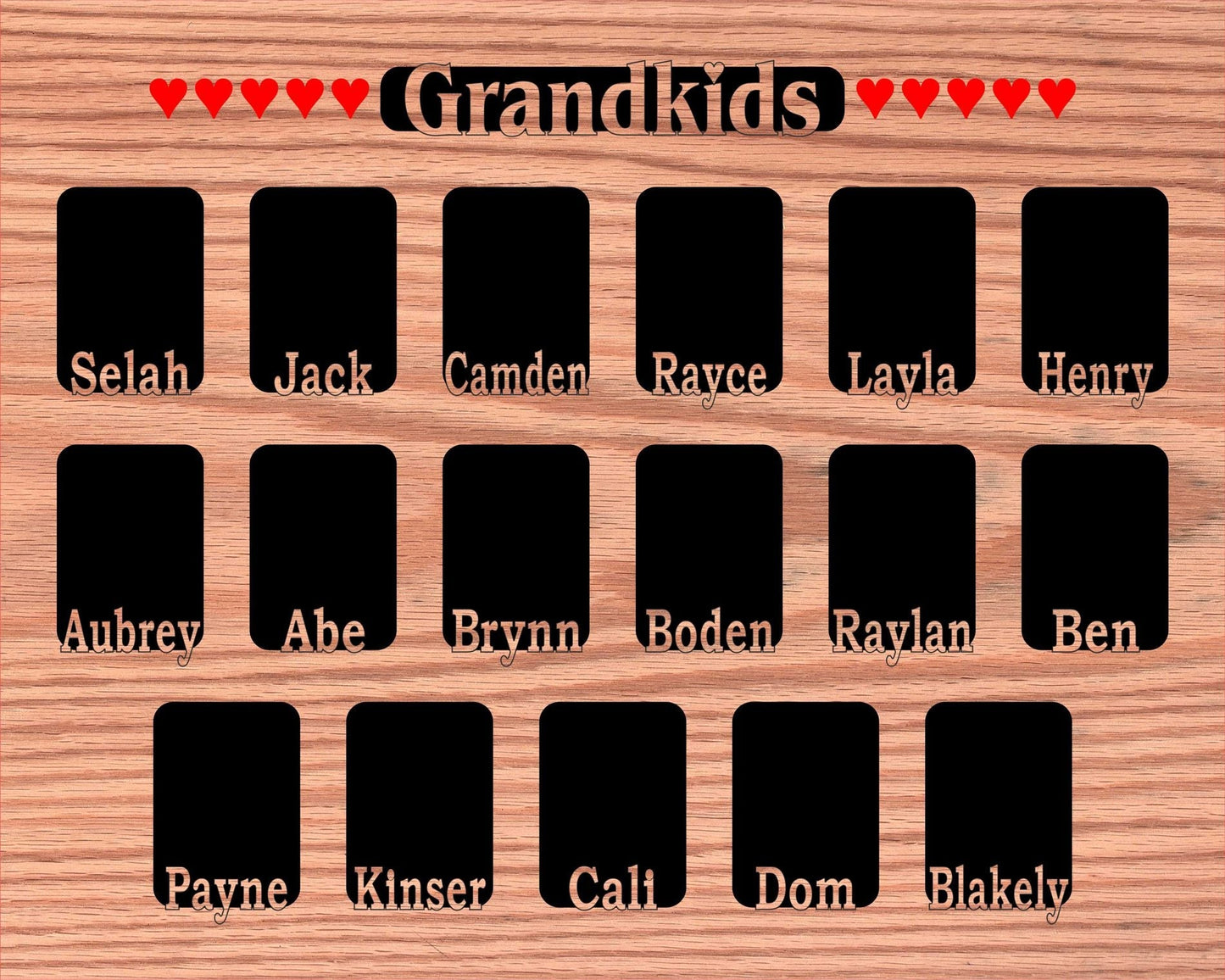 Grandkids Name Picture Frame 18x24 - Legacy Images - 18x24 picture frame custom grandkids family laser engraved