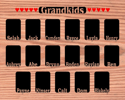 Grandkids Name Picture Frame 18x24 - Legacy Images - 18x24 picture frame custom grandkids family laser engraved