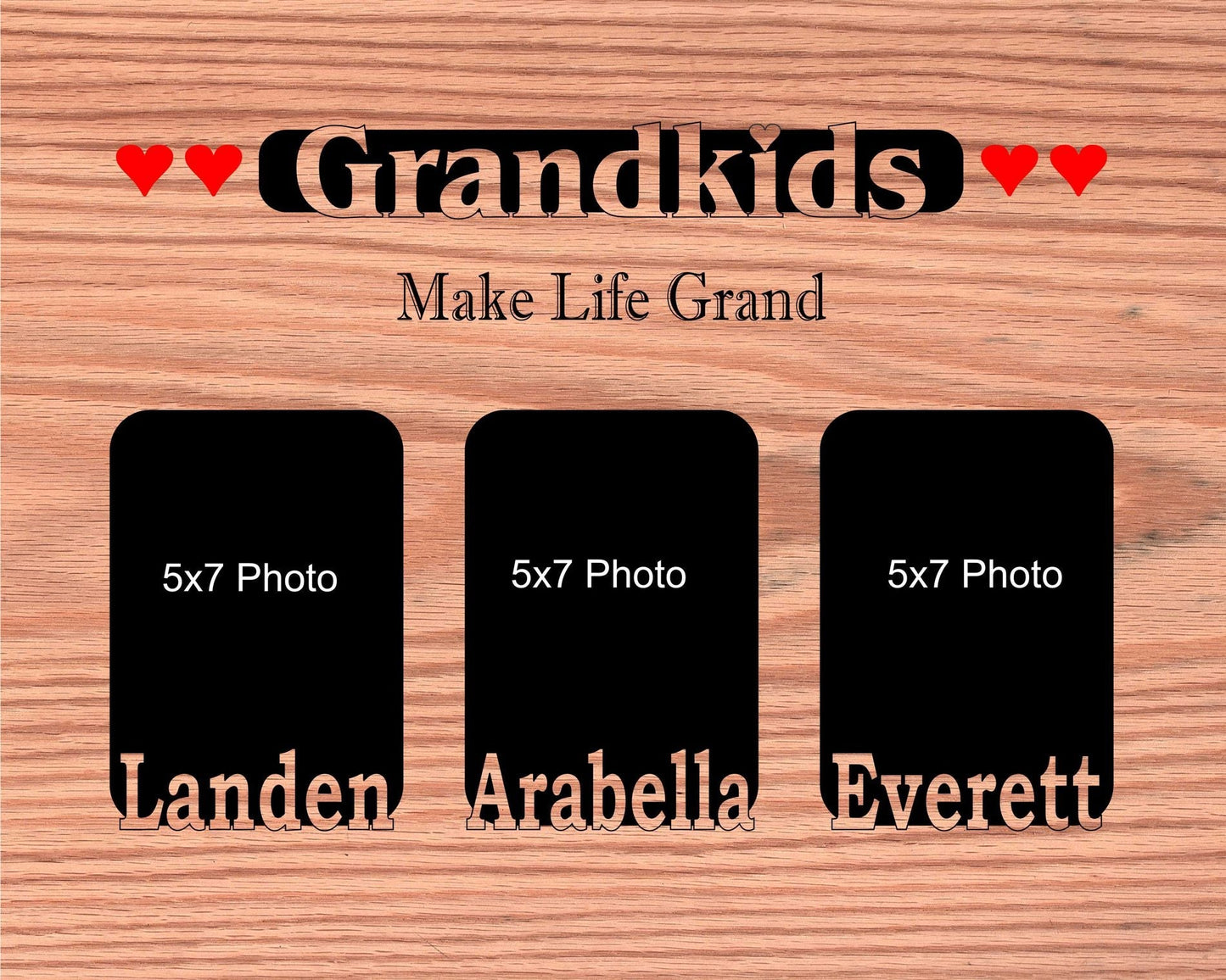 Grandkids Name Picture Frame 18x24 - Legacy Images - 18x24 picture frame custom grandkids family laser engraved
