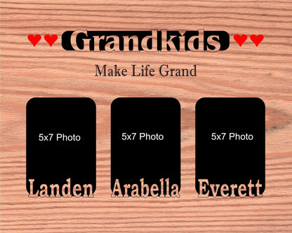 Grandkids Name Picture Frame 18x24 - Legacy Images - 18x24 picture frame custom grandkids family laser engraved