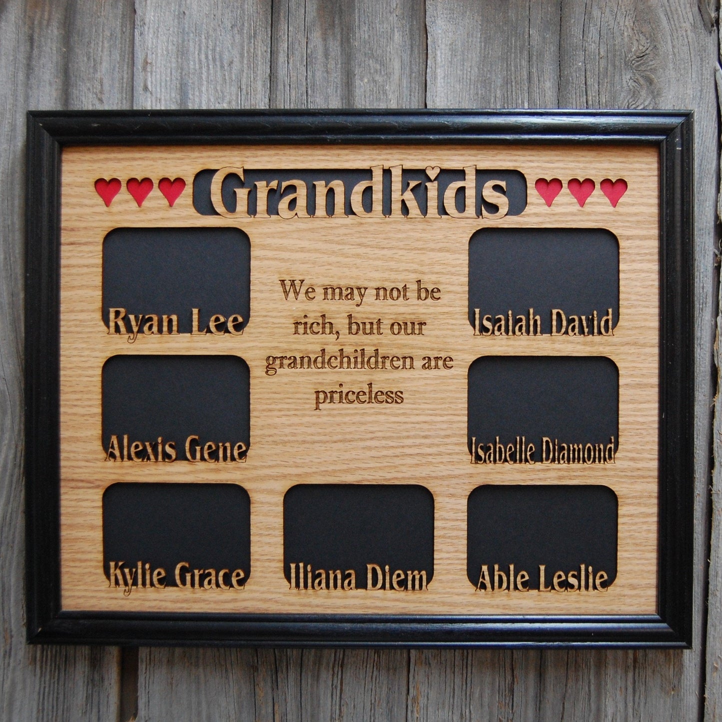 Grandkids Name Picture Frame 18x24 - Legacy Images - 18x24 picture frame custom grandkids family laser engraved