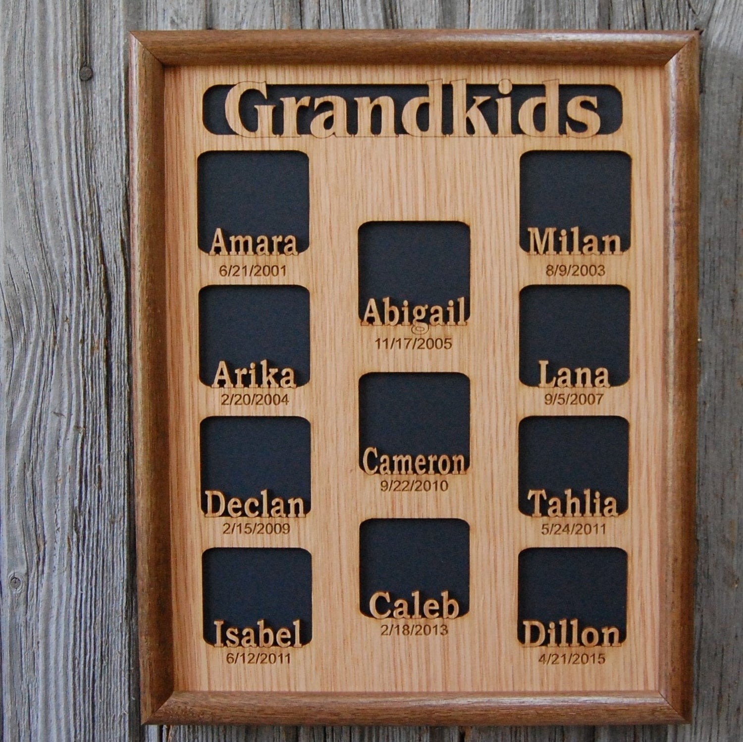 Grandkids Name Picture Frame w/ Date - 11x14 Grandkids Name Picture Frame w/ Date, Picture Frame, home decor, laser engraved - Legacy Images - Legacy Images - Picture Frames