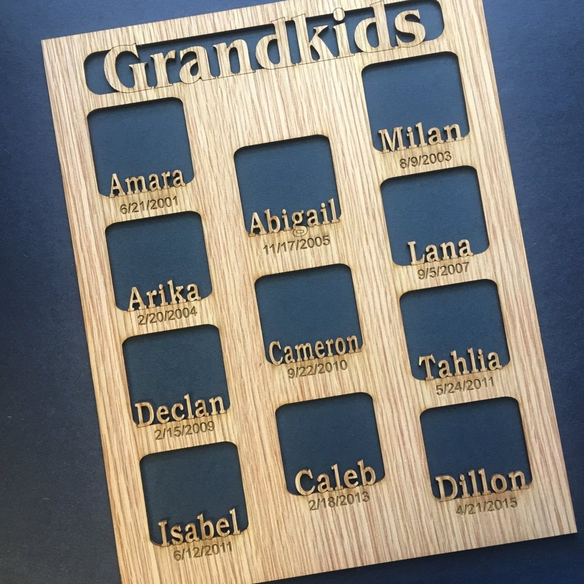 Grandkids Name Picture Frame with Dates - Legacy Images - Picture Frames - 11x14 Picture Frame date family laser engraved