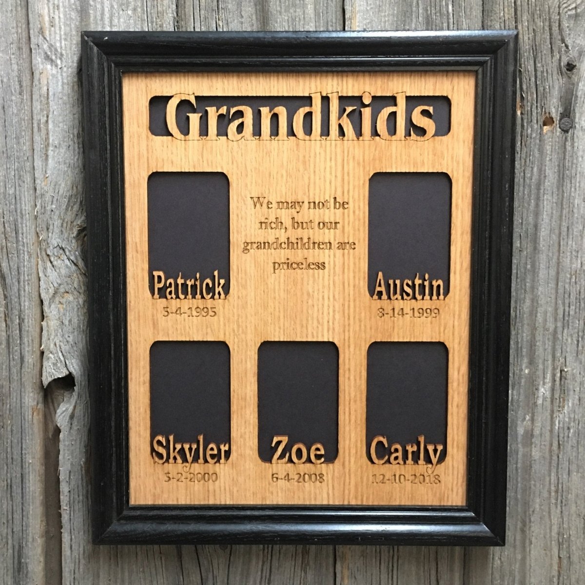 Grandkids Name Picture Frame with Dates - Legacy Images - Picture Frames - 11x14 Picture Frame date family laser engraved
