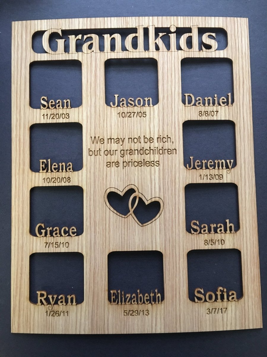 Grandkids Name Picture Frame with Dates - Legacy Images - Picture Frames - 11x14 Picture Frame date family laser engraved