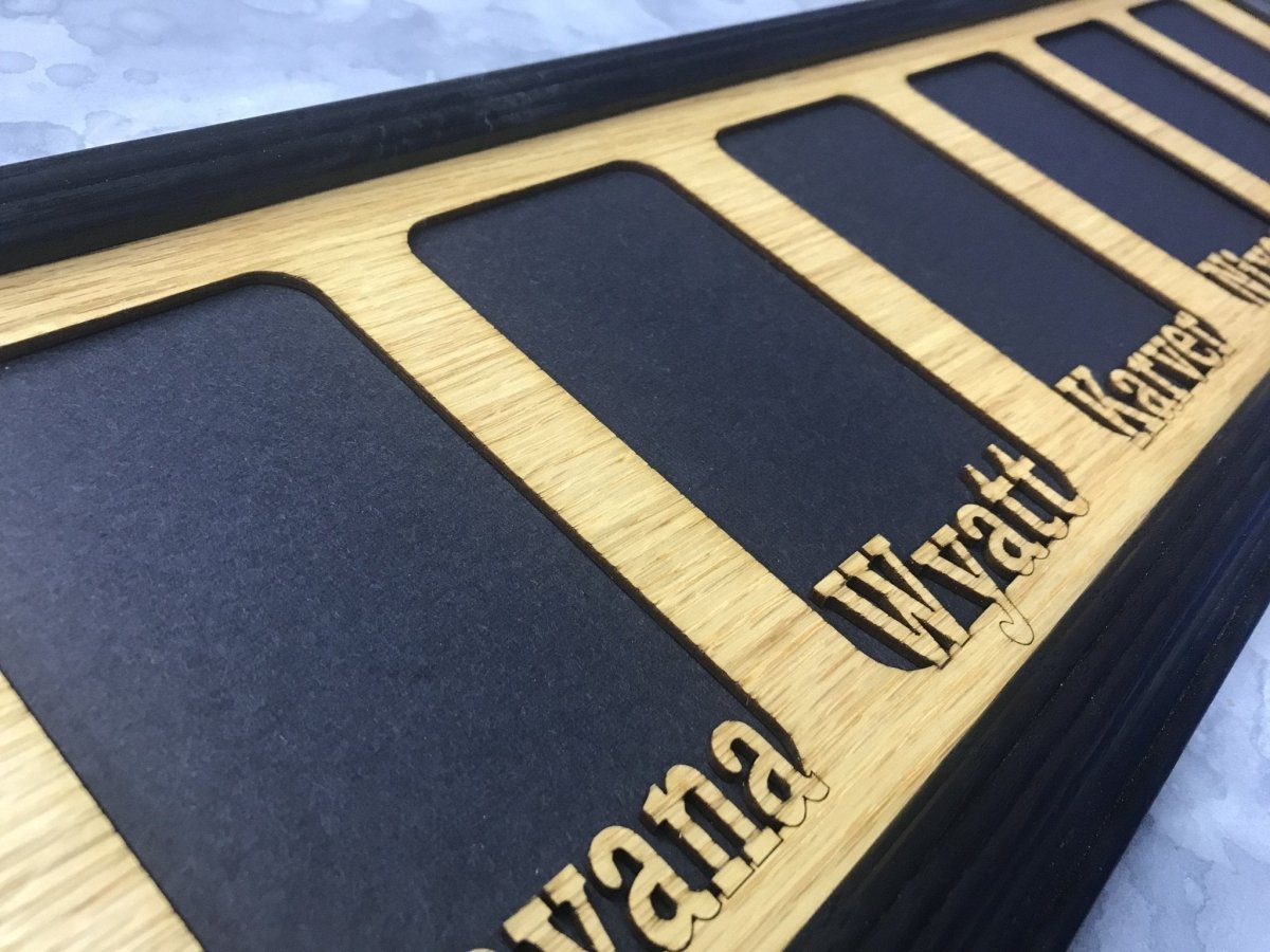 Grandkids Picture Frame with Names - 6"x32" Holds 3x5 Pictures - Legacy Images - Picture Frames - 6x32 picture frame custom grandkids family laser engraved