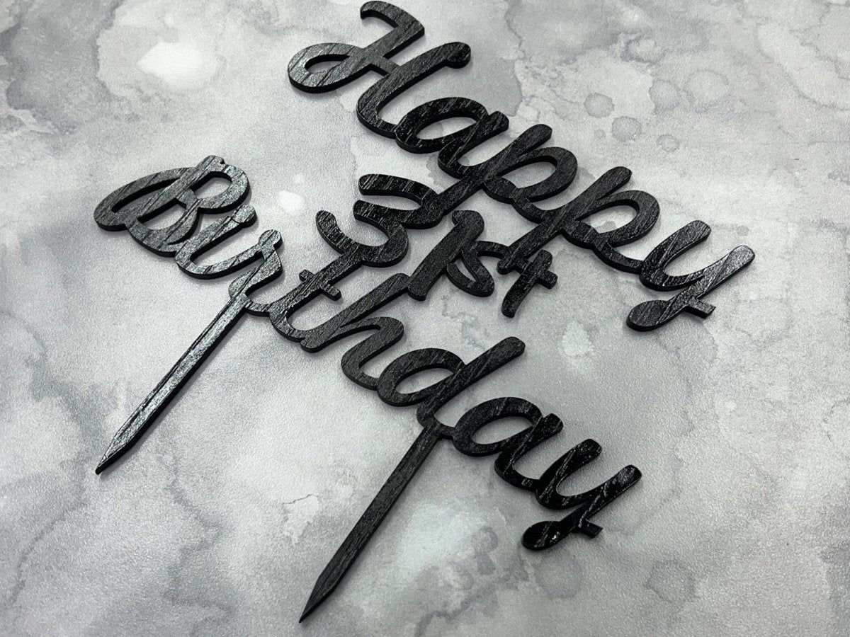 Happy Birthday Cake Topper - Legacy Images - Cake Decorating Supplies - birthday cake topper happy birthday laser engraved