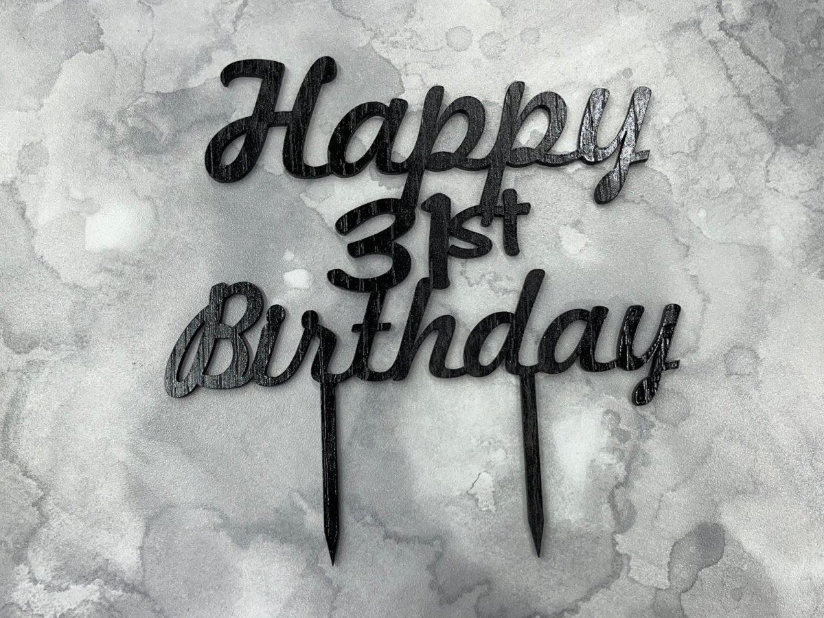 Happy Birthday Cake Topper - Legacy Images - Cake Decorating Supplies - birthday cake topper happy birthday laser engraved