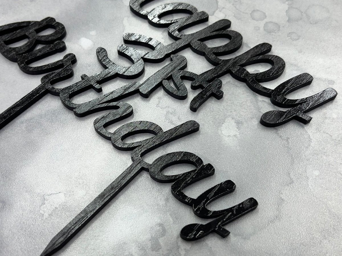 Happy Birthday Cake Topper - Legacy Images - Cake Decorating Supplies - birthday cake topper happy birthday laser engraved