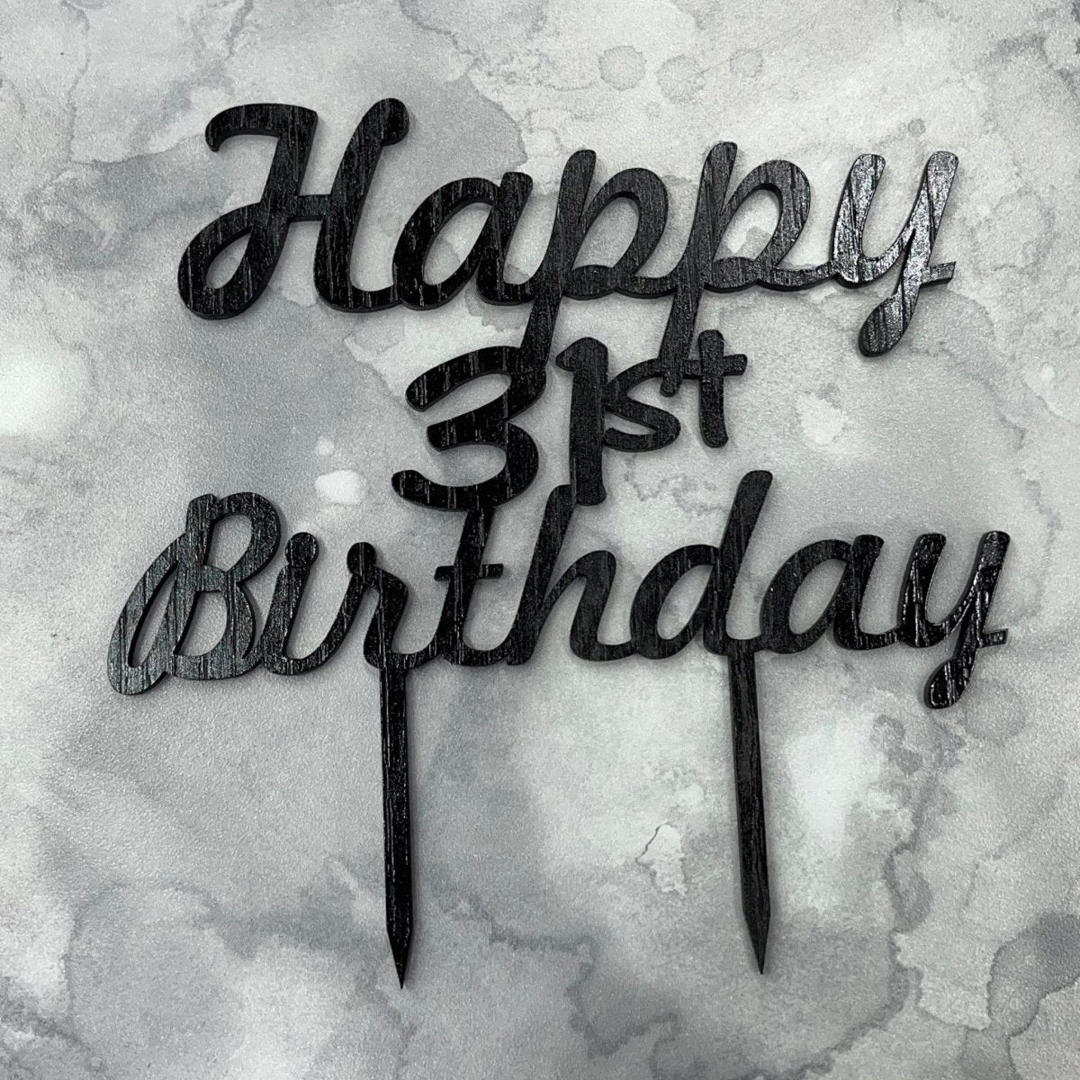 Happy Birthday Cake Topper - Legacy Images - Cake Decorating Supplies - birthday cake topper happy birthday laser engraved