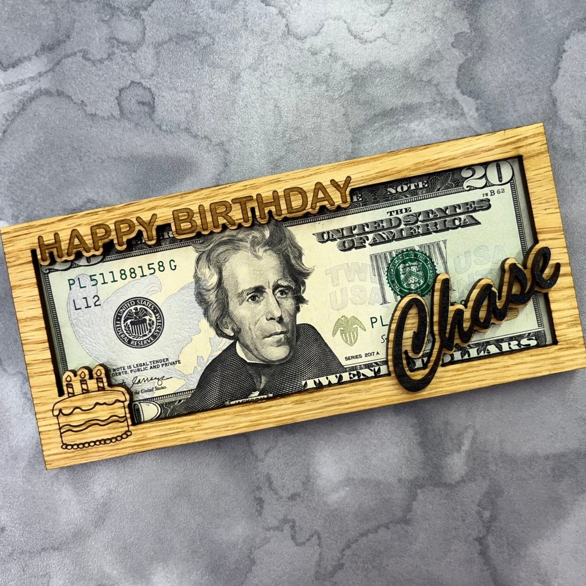 Happy Birthday Personalized Money Holder - Legacy Images - birthday name laser engraved