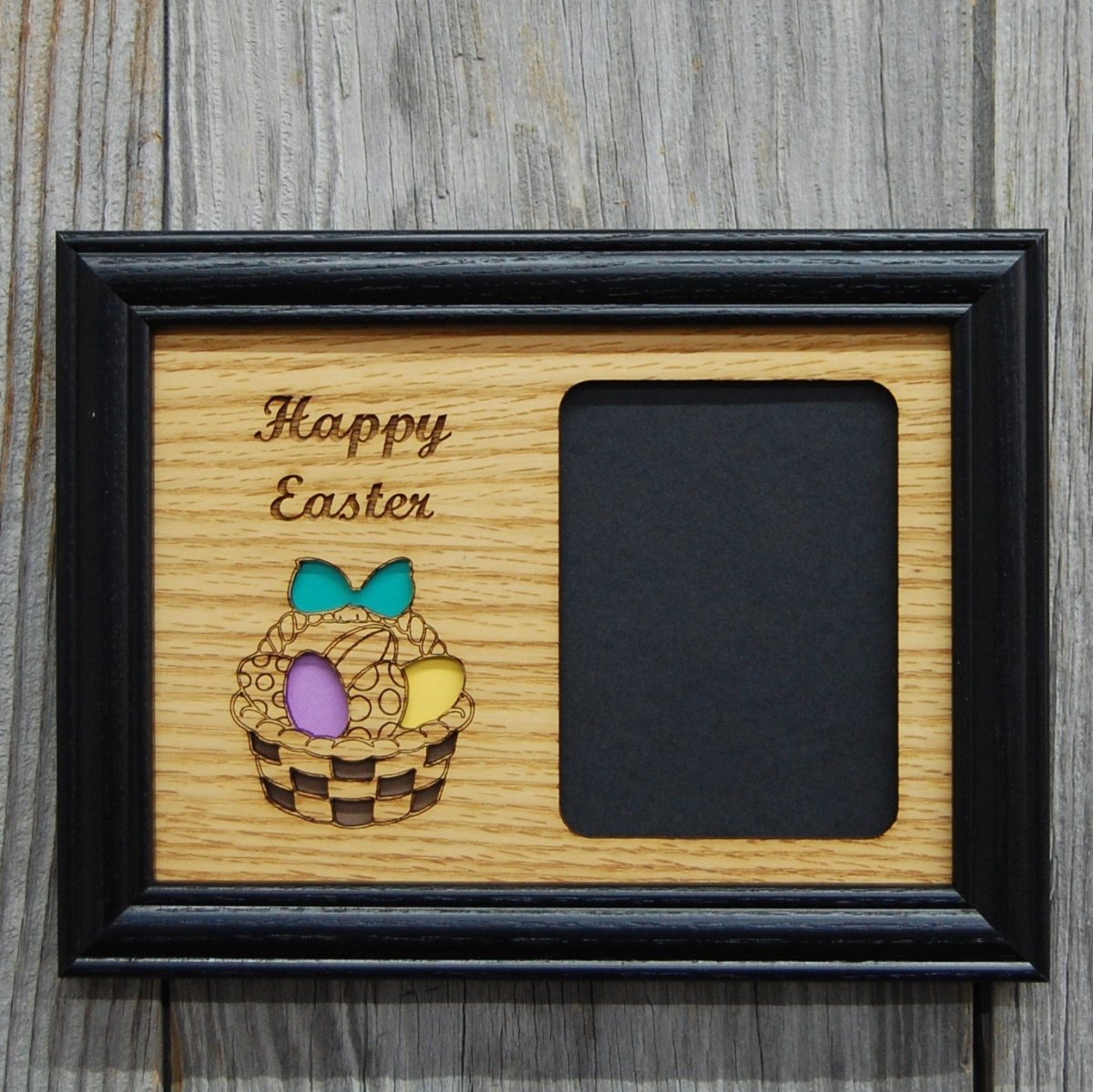 Happy Easter Picture Frame - 5x7 Frame Holds 3x4 Photo - Legacy Images - Picture Frames - 5x7 picture frame easter family laser engraved