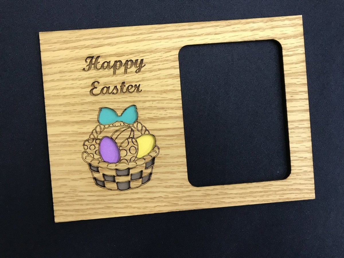 Happy Easter Picture Frame - 5x7 Frame Holds 3x4 Photo - Legacy Images - Picture Frames - 5x7 picture frame easter family laser engraved