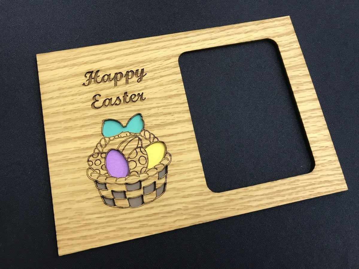 Happy Easter Picture Frame - 5x7 Frame Holds 3x4 Photo - Legacy Images - Picture Frames - 5x7 picture frame easter family laser engraved